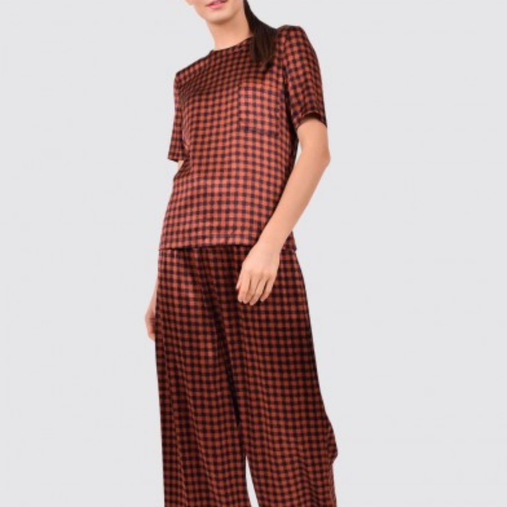 GANNI Jolly Silk Top Smoked Paprika